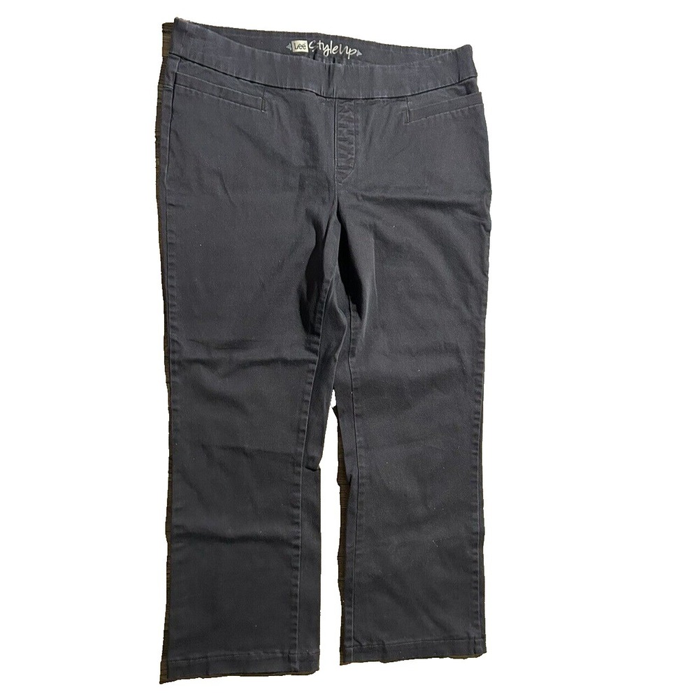 Lee Style Up Pants 18 Med Brown Stretch‎ Pocket Straight Work Career Comfort